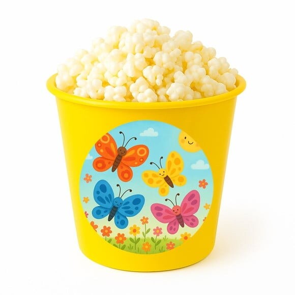 Balde de Pipoca Personalizado Infantil Borboletas