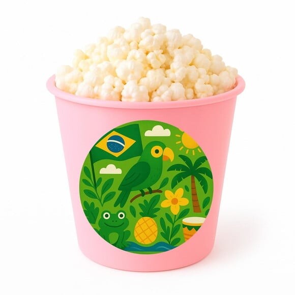 Balde de Pipoca Personalizado Infantil Brasil Verde Amarelo