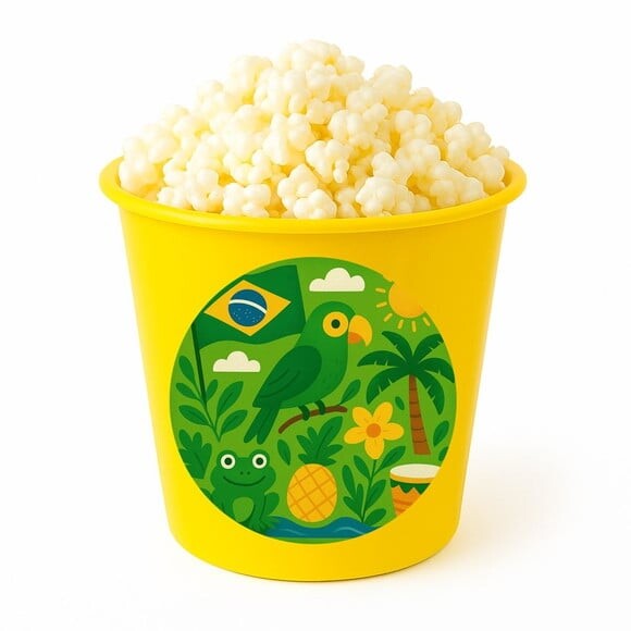 Balde de Pipoca Personalizado Infantil Brasil Verde Amarelo