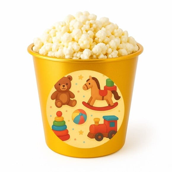 Balde de Pipoca Personalizado Infantil Brinquedos Clássicos