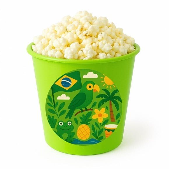 Balde de Pipoca Personalizado Infantil Brasil Verde Amarelo