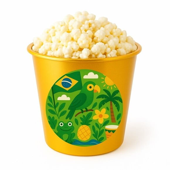 Balde de Pipoca Personalizado Infantil Brasil Verde Amarelo