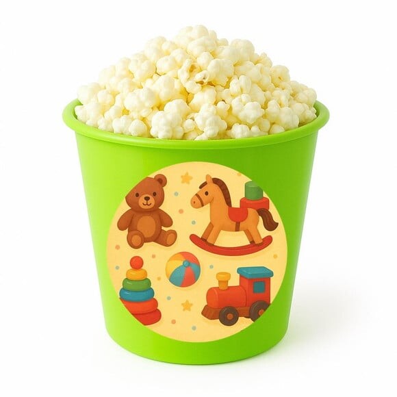 Balde de Pipoca Personalizado Infantil Brinquedos Clássicos