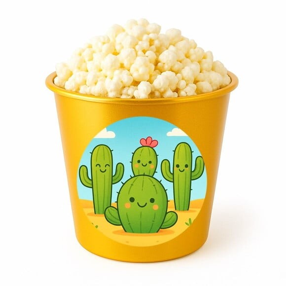 Balde de Pipoca Personalizado Infantil Cactos Fofos