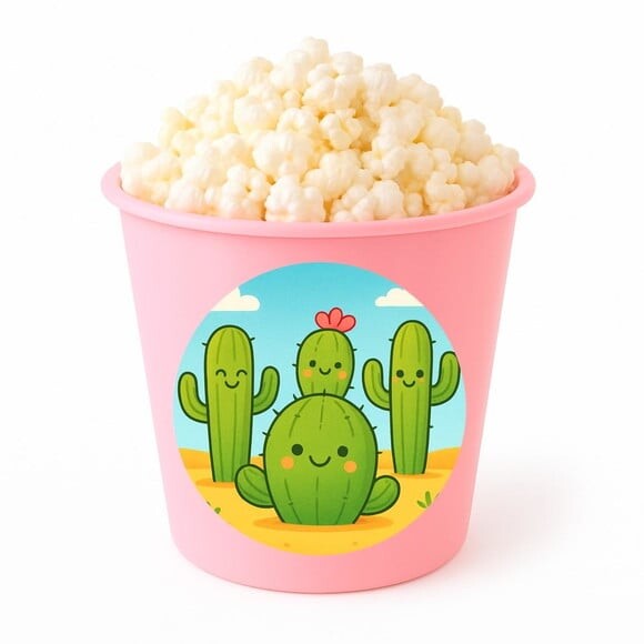Balde de Pipoca Personalizado Infantil Cactos Fofos