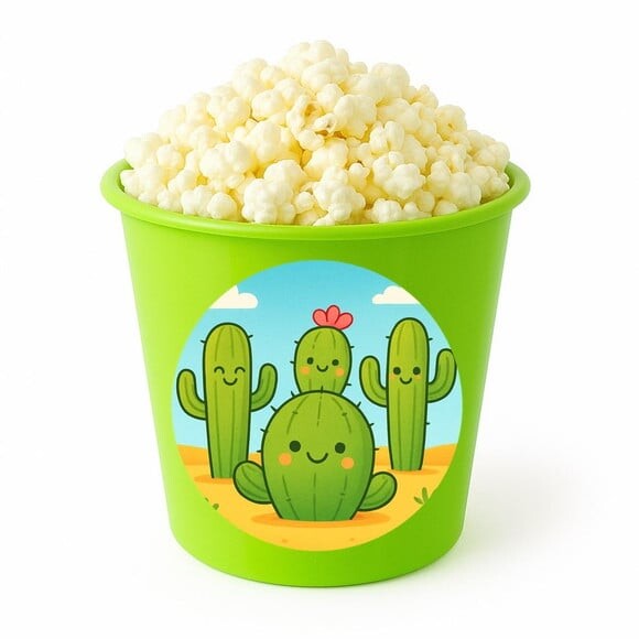 Balde de Pipoca Personalizado Infantil Cactos Fofos