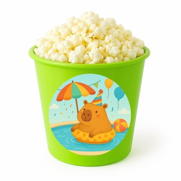 Balde de Pipoca Personalizado Infantil Capivara Pool Party