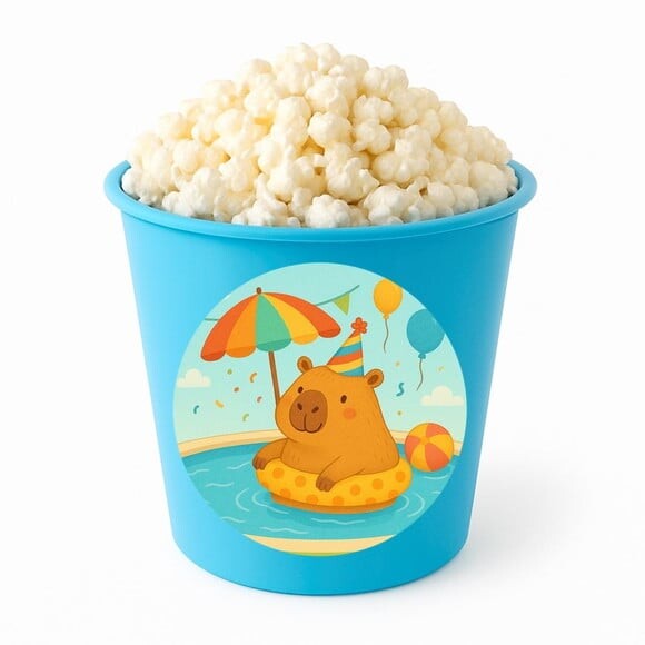 Balde de Pipoca Personalizado Infantil Capivara Pool Party