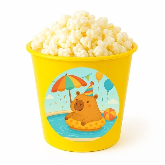 Balde de Pipoca Personalizado Infantil Capivara Pool Party