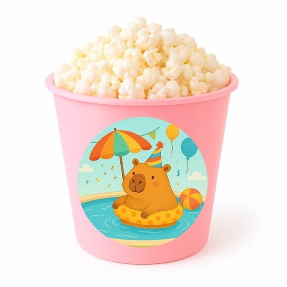 Balde de Pipoca Personalizado Infantil Capivara Pool Party