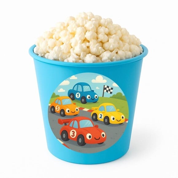 Balde de Pipoca Personalizado Infantil Carros de Corridas