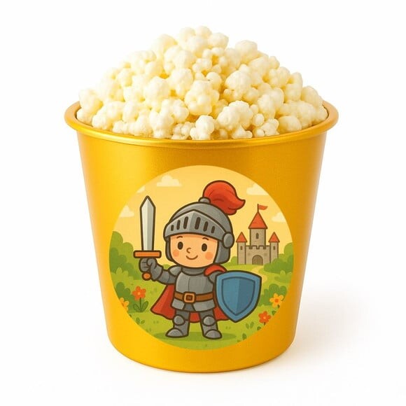 Balde de Pipoca Personalizado Infantil Cavaleiro Medieval