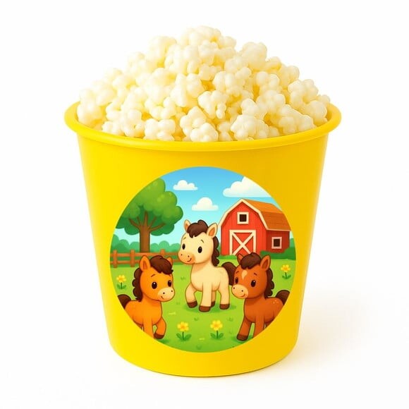 Balde de Pipoca Personalizado Infantil Cavalinhos