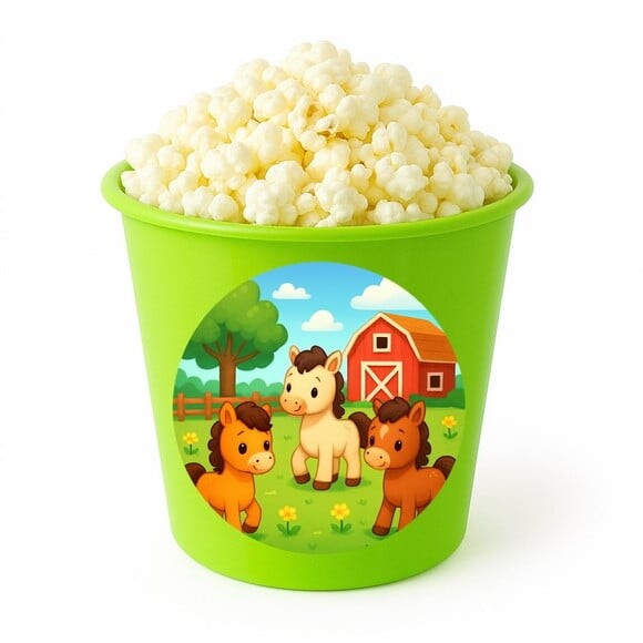 Balde de Pipoca Personalizado Infantil Cavalinhos
