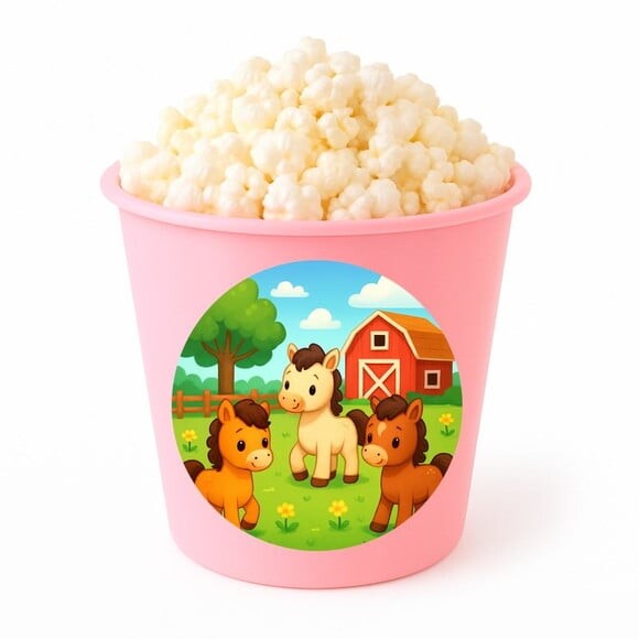 Balde de Pipoca Personalizado Infantil Cavalinhos