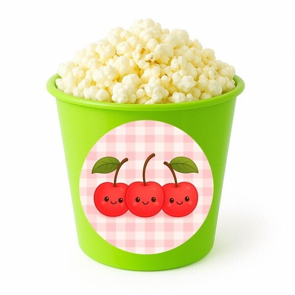 Balde de Pipoca Personalizado Infantil Cerejinha
