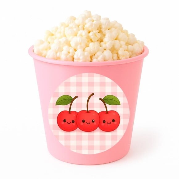 Balde de Pipoca Personalizado Infantil Cerejinha
