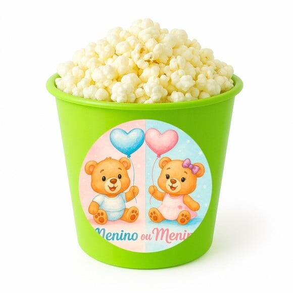 Balde de Pipoca Personalizado Infantil Chá de Revelação