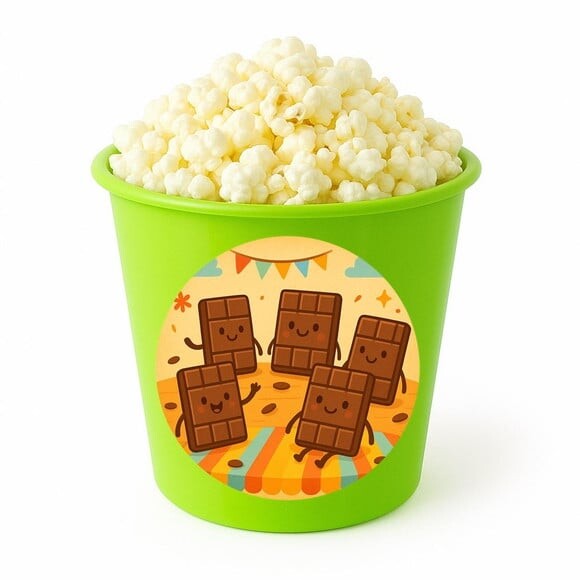 Balde de Pipoca Personalizado Infantil Chocolates