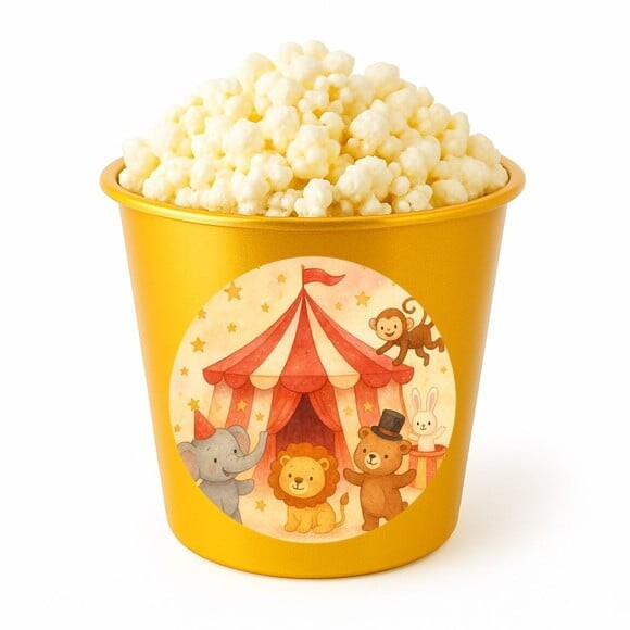 Balde de Pipoca Personalizado Infantil Circo Aquarela