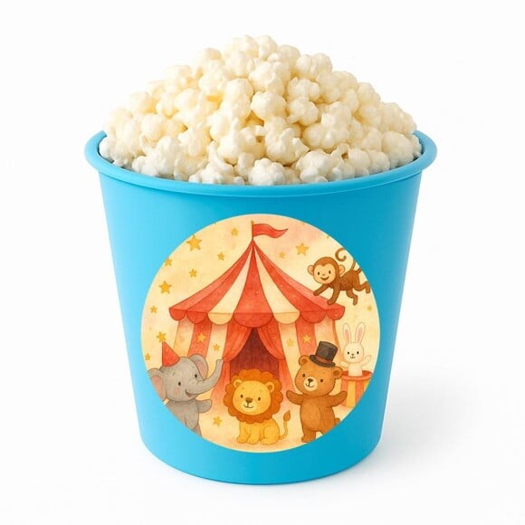 Balde de Pipoca Personalizado Infantil Circo Aquarela