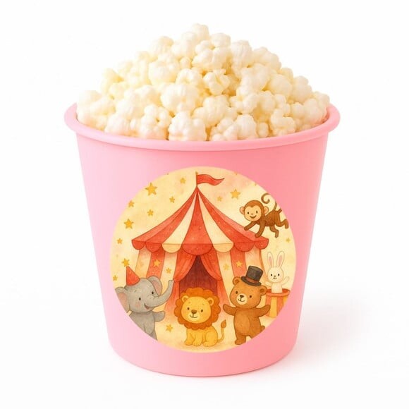 Balde de Pipoca Personalizado Infantil Circo Aquarela