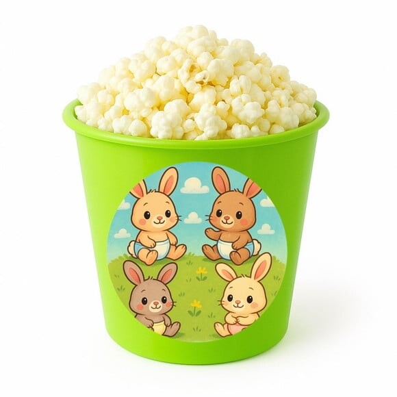 Balde de Pipoca Personalizado Infantil Coelhinhos Baby