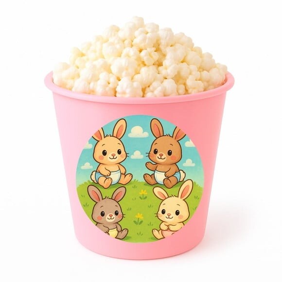 Balde de Pipoca Personalizado Infantil Coelhinhos Baby