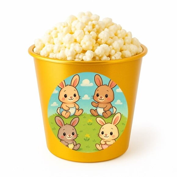 Balde de Pipoca Personalizado Infantil Coelhinhos Baby