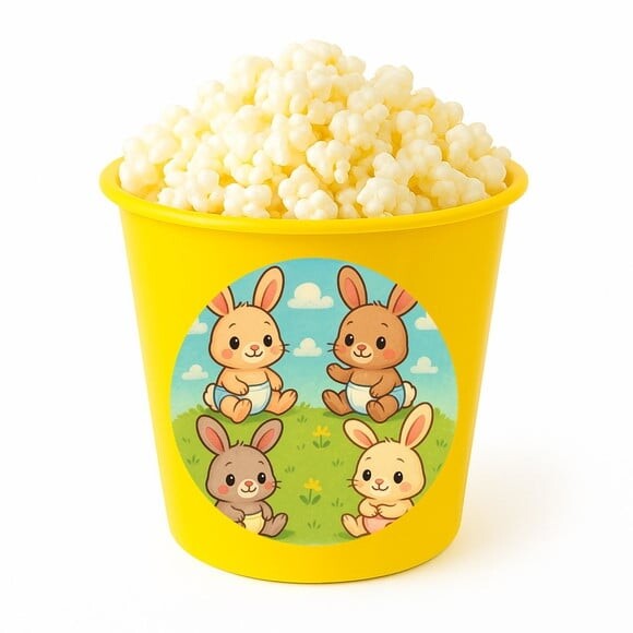 Balde de Pipoca Personalizado Infantil Coelhinhos Baby