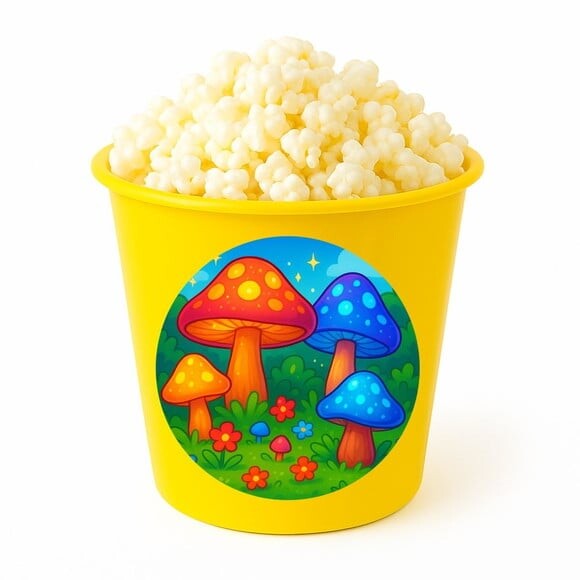 Balde de Pipoca Personalizado Infantil Cogumelos Mágicos