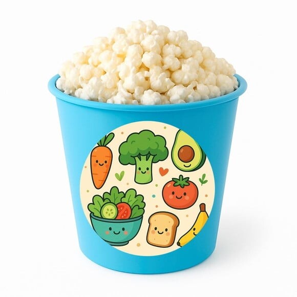 Balde de Pipoca Personalizado Infantil Comidinhas Saudáveis