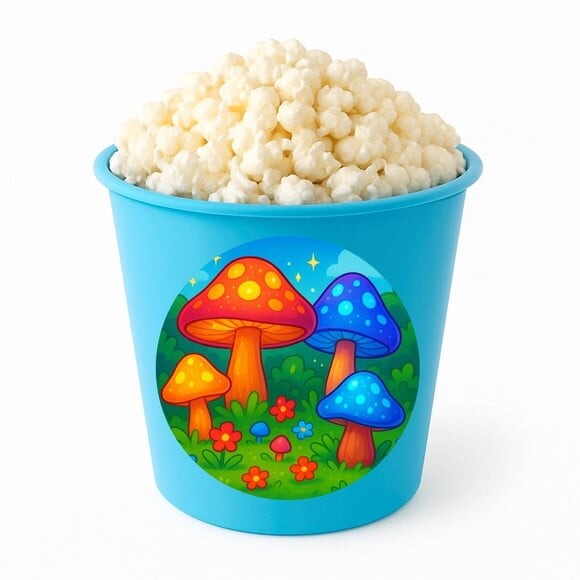 Balde de Pipoca Personalizado Infantil Cogumelos Mágicos