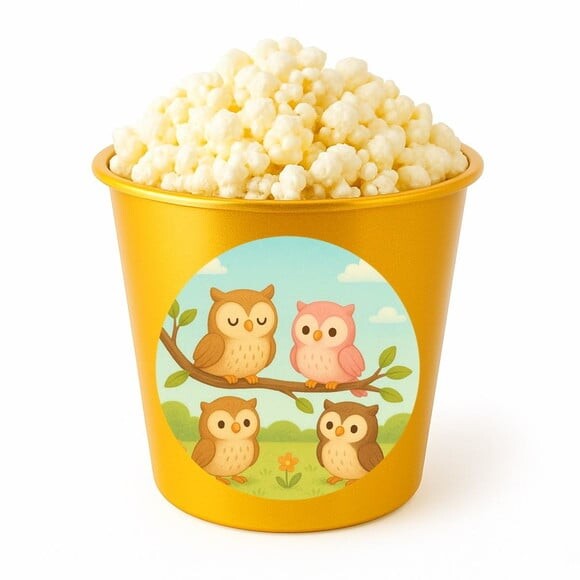 Balde de Pipoca Personalizado Infantil Corujinhas