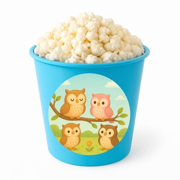 Balde de Pipoca Personalizado Infantil Corujinhas