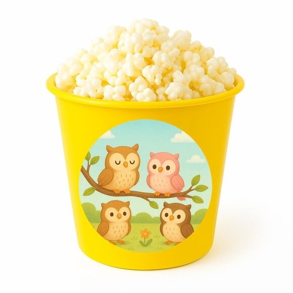 Balde de Pipoca Personalizado Infantil Corujinhas
