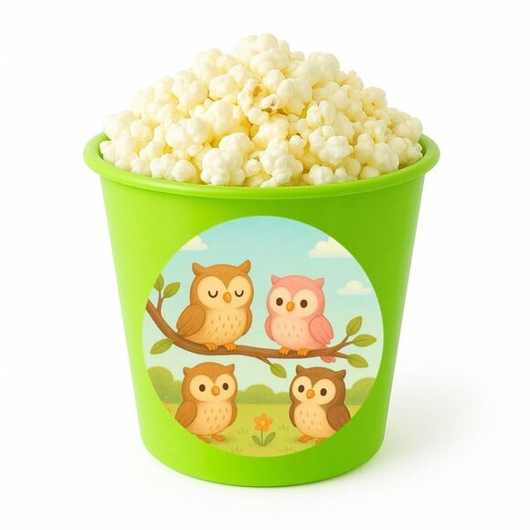 Balde de Pipoca Personalizado Infantil Corujinhas