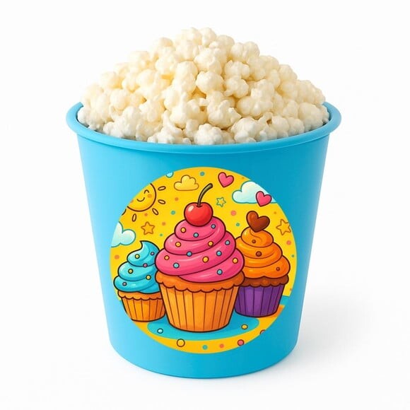 Balde de Pipoca Personalizado Infantil Cupcakes