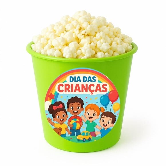 Balde de Pipoca Personalizado Infantil Dia das Crianças