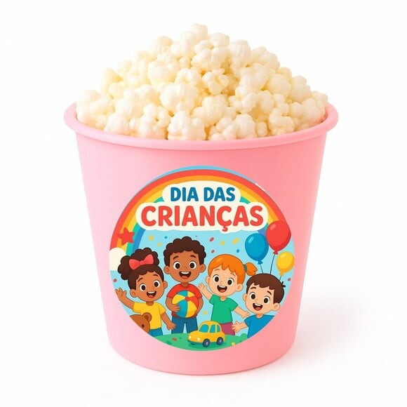 Balde de Pipoca Personalizado Infantil Dia das Crianças