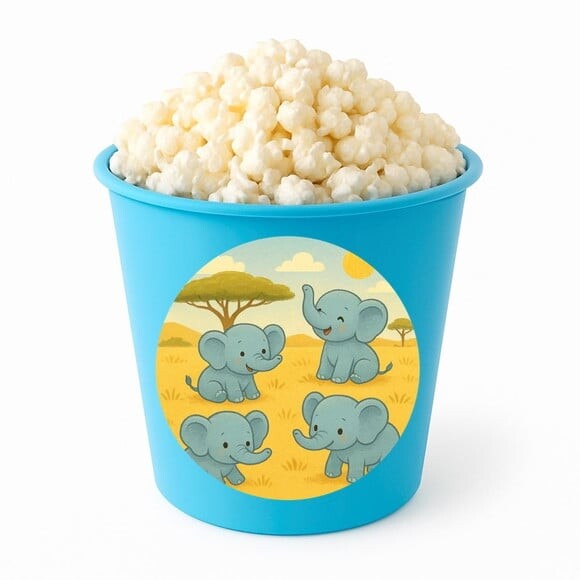 Balde de Pipoca Personalizado Infantil Elefantinhos
