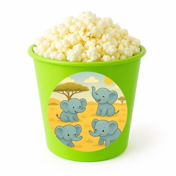 Balde de Pipoca Personalizado Infantil Elefantinhos