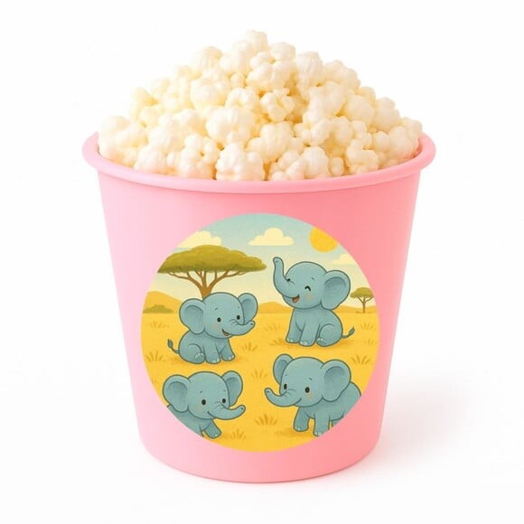 Balde de Pipoca Personalizado Infantil Elefantinhos