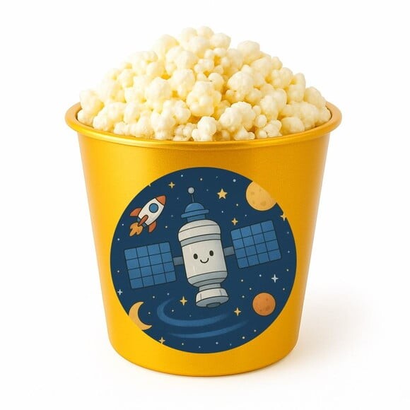 Balde de Pipoca Personalizado Infantil Estação Espacial