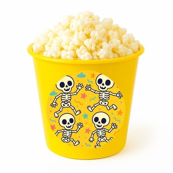 Balde de Pipoca Personalizado Infantil Esqueletinhos Kids
