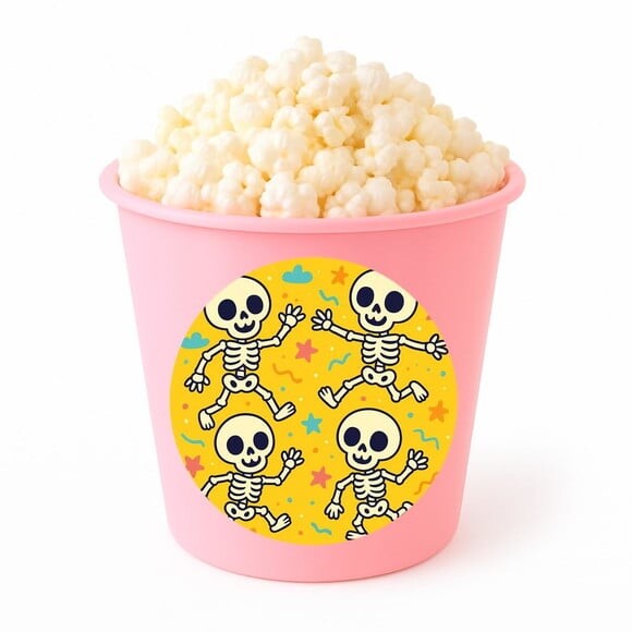 Balde de Pipoca Personalizado Infantil Esqueletinhos Kids