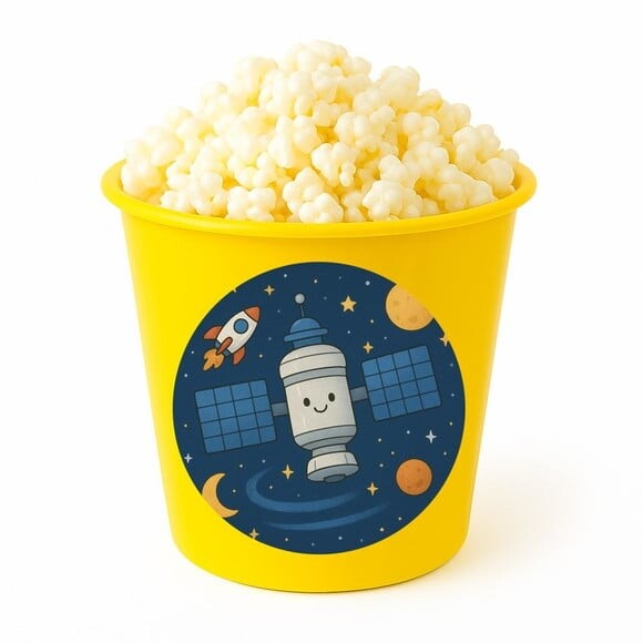 Balde de Pipoca Personalizado Infantil Estação Espacial