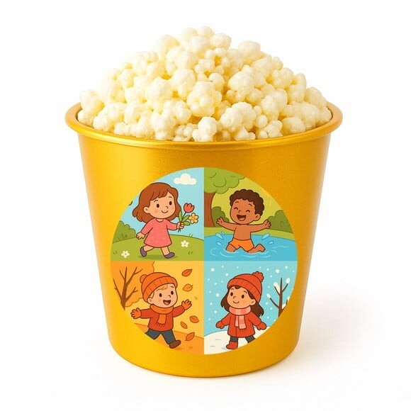 Balde de Pipoca Personalizado Infantil Estações do Ano