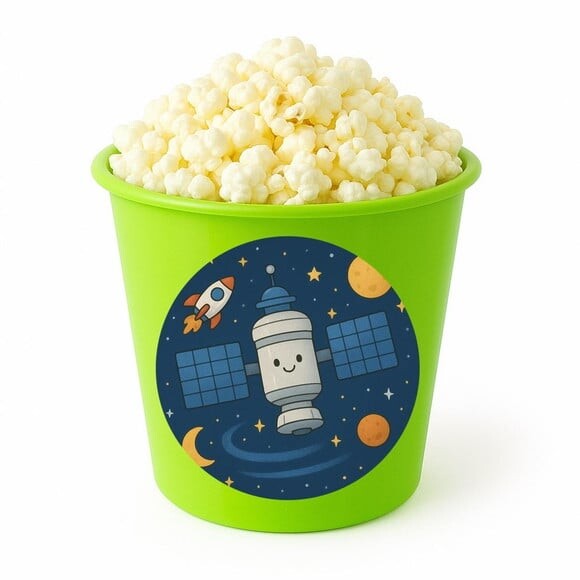 Balde de Pipoca Personalizado Infantil Estação Espacial