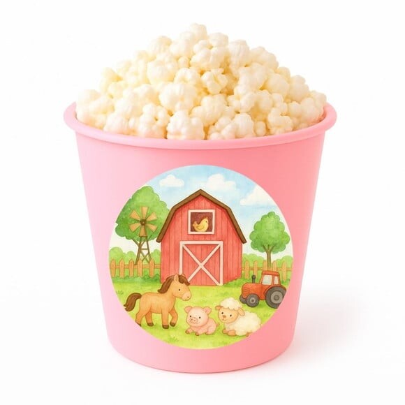 Balde de Pipoca Personalizado Infantil Fazendinha Aquarela